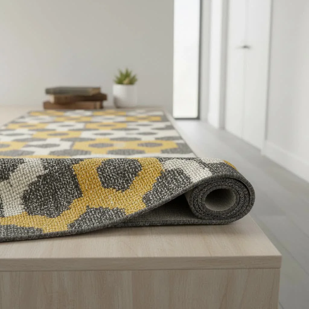 White floor rug in a modern living room