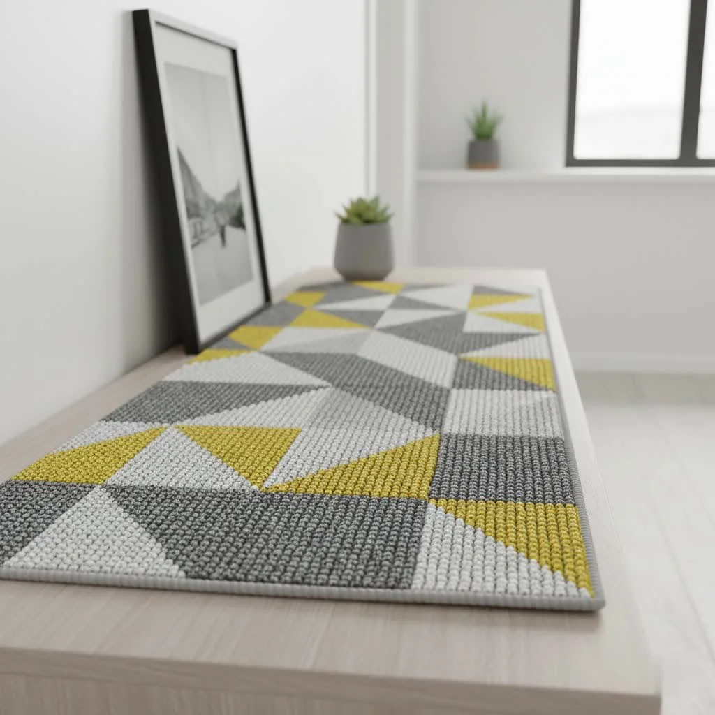 Stylish vinyl rug with geometric pattern