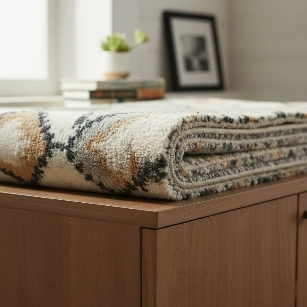 Stylish living room with a modern, budget-friendly area rug